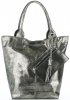 Kožené kabelka shopper bag Vittoria Gotti stříbrná V6141
